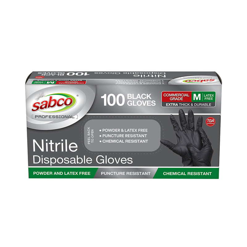 Sabco Black Nitrile Glove M | 100/PKT