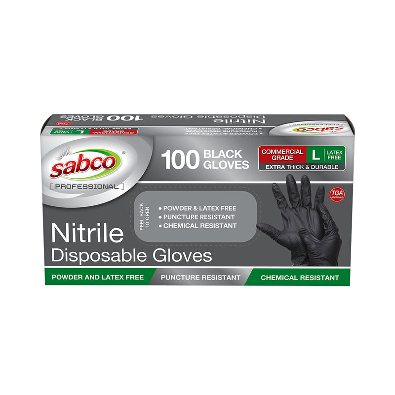 Sabco Black Nitrile Glove L  | 100/CTN