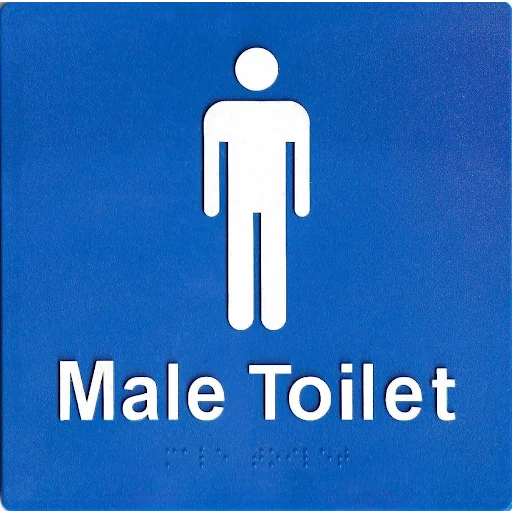 Male Toilet Braille Sign Blue / White